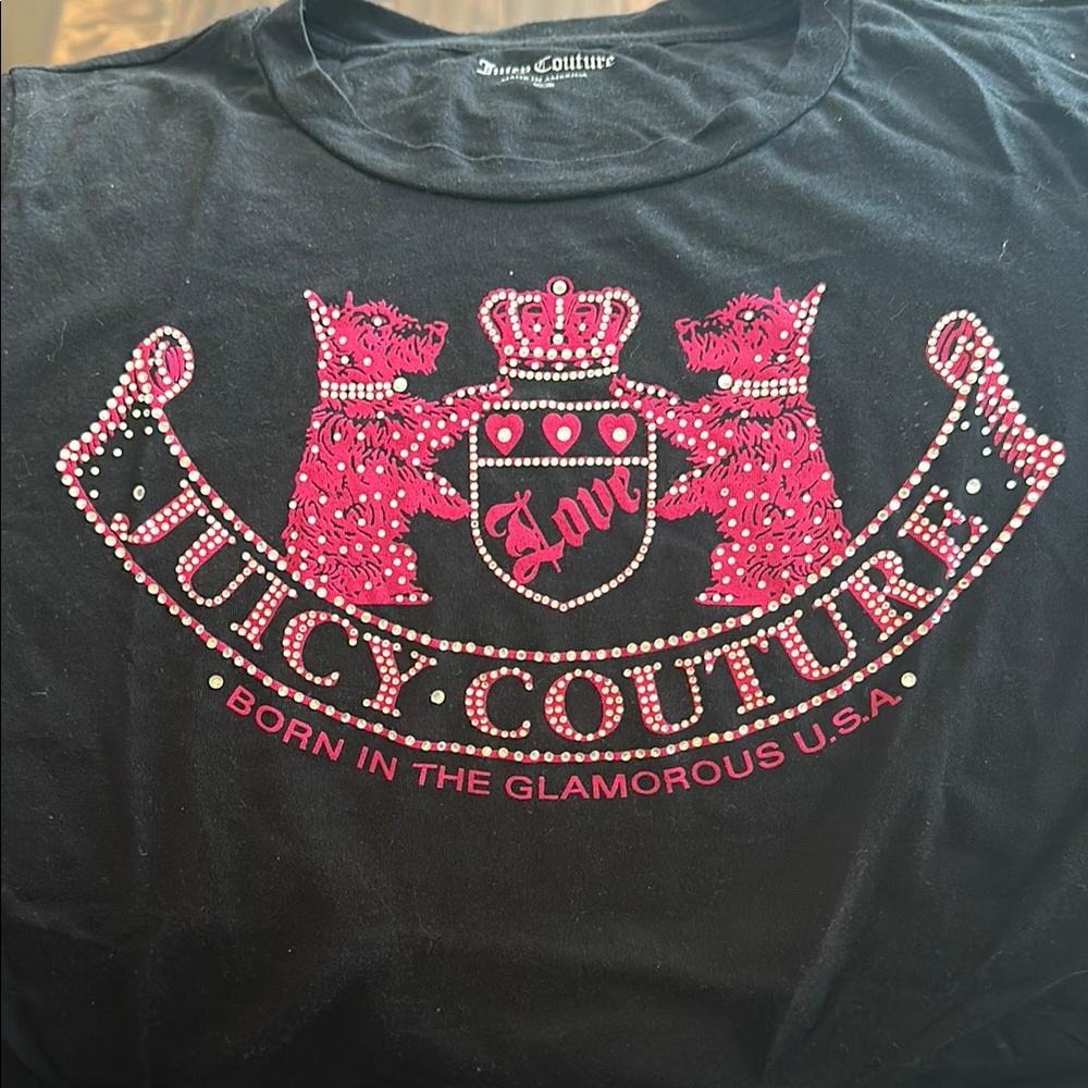 Juicy couture black t-shirt with the pink logo size extra small